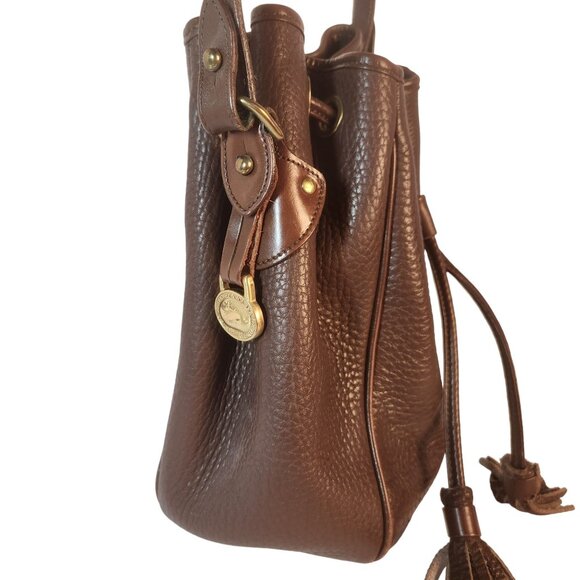 Dooney & Bourke Vintage Brown Leather Drawstring Shoulder Crossbody Bag EUC - Picture 7 of 15